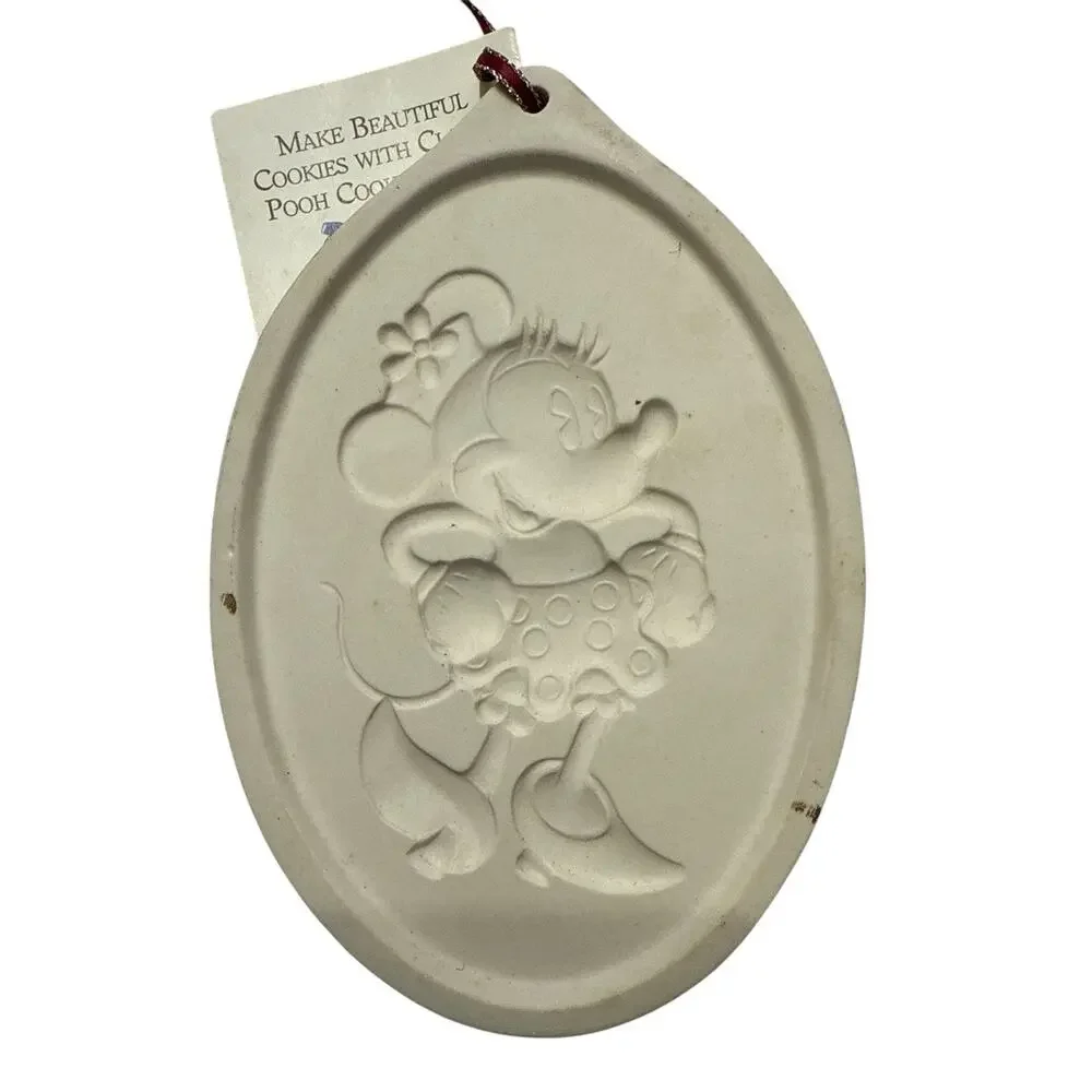 Disney Minnie Mouse Ceramic Oval Cookie Stamp Vintage Reusable Cartoons 7” X 4”